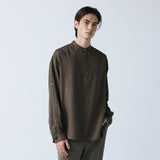 linen concho roll up shirt brown