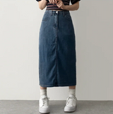 Sundy Charlang クールデニムロングスカート [ショート & ベーシックセレクション] Lyocell Fabric