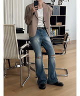 Knife boots cut denim pants