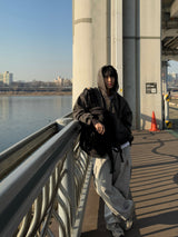 Snap cargo wide sweatpants