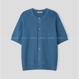  Slag Cooling Hachi Knit Short Sleeve Round Cardigan