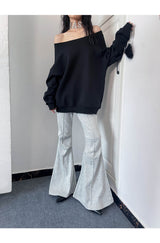 Off-loose shoulder sweatshirt