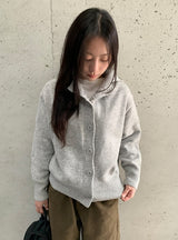 ミロハイネックフードウールニットカーディガン