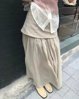 seer roll & layerd long chiffon sk