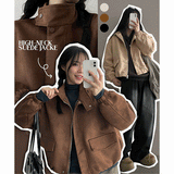 Uts snap neck* suede jacket