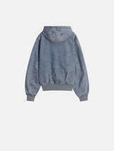 Field denim hood zip-up