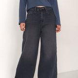 Gut Vintage Washing Rivet Studded Wide Denim Pants