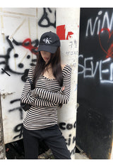 ストライプスリムラインロングTシャツ