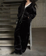 [Unisex] Velvet mink hood zip up
