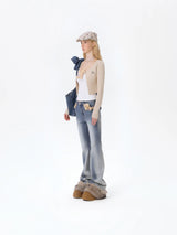 13DE MARZO Bear Denim Jacket Tote Bag Blue