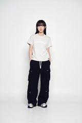 25SS シューティングロゴピグメントウーマン半袖Tシャツ ライトグレー