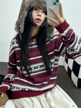 ノルディックスノーフラワーディアニット🦌❤💙🩶3COLOR