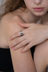 Grey moonstone bold ring