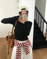 メローデザインロングスリーブカットソー (or Long-Sleeve Top)
