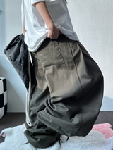 KOREAN/KEYRING 🤎 KEYRING BELT BALLOON WIDE COTTON LONG PANTS 🤎💚💛🖤 - 5 COLORS