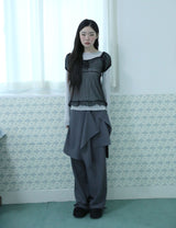 FLARED SKIRT PANTS(CHARCOAL)