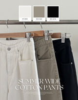 Darunel Cotton Hidden Banding Wide Pants (3color/ 2type)