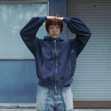 ガーメントダイ フード付きジップアップ / ピグメントネイビー