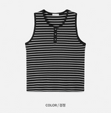 [S/S]ストライプヘンリーネックノースリーブ(3color)