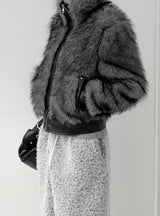 Wolf Two-Tone Leather Fur Jumper