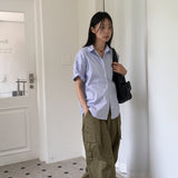 Sokit Stripe Oversized Fit Short Sleeve Shirt