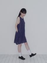 バルーンチェックドレス (ネイビー)