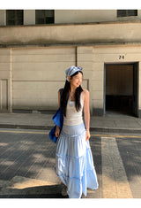sky frill cancan long skirt