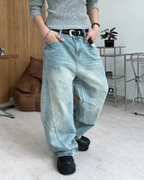 B-Ed Cut Curved Denim Pants