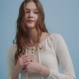Lace Up Long T-shirt (White)