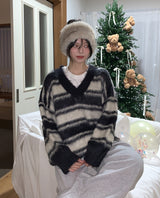 Poening Brush Stripe V-Neck Knit