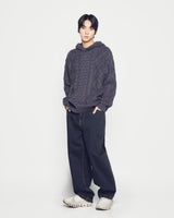 25FW LOW GAUGE CABLE KNIT HOODIE CHARCOAL