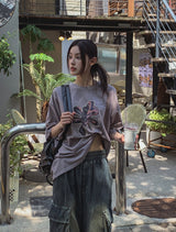フラワーパッチピグメント半袖Tシャツ