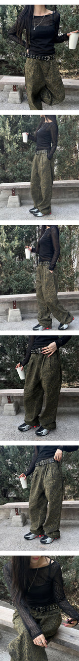 [Unisex] ツータックレオパードパンツ(3color)