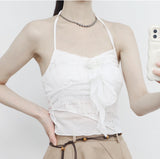 Demash see-through frill cardigan + sleeveless set