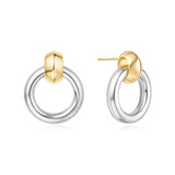 two tone ring hoop 925 sterling silver with two tone plating earrings E062-10T