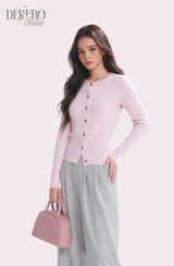 Baby Pink Cable Knit Cardigan