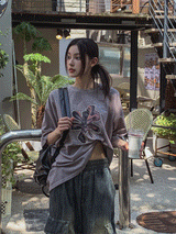 フラワーパッチピグメント半袖Tシャツ