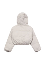 Shirring Hood Padding Jacket [Ivory]