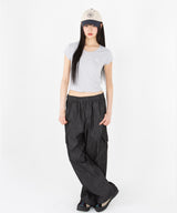 STITCH LINE CROP HALF T-SHIRT [4color]