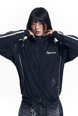 Dirty Nylon Piping Track Jacket - Black