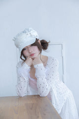 リボン スリーブ カーディガン(white)