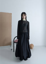 WRINKLE MESH CARDIGAN BLACK