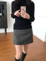 Ground checkered wool skirt (2 colors)