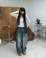 Bedden washed dart denim pants