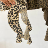 Leopard frill unbalanced skirt