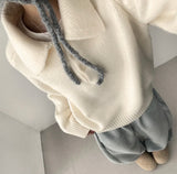 Isom leg run loose fit big collar button knit
