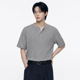standard waffle henley neck short-sleeve t-shirt (3color)