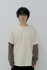 レイヤードストライプTシャツ イエロー