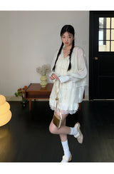 Lily frill shirring lace skirt