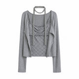 Liora Lace Check Bolero Set